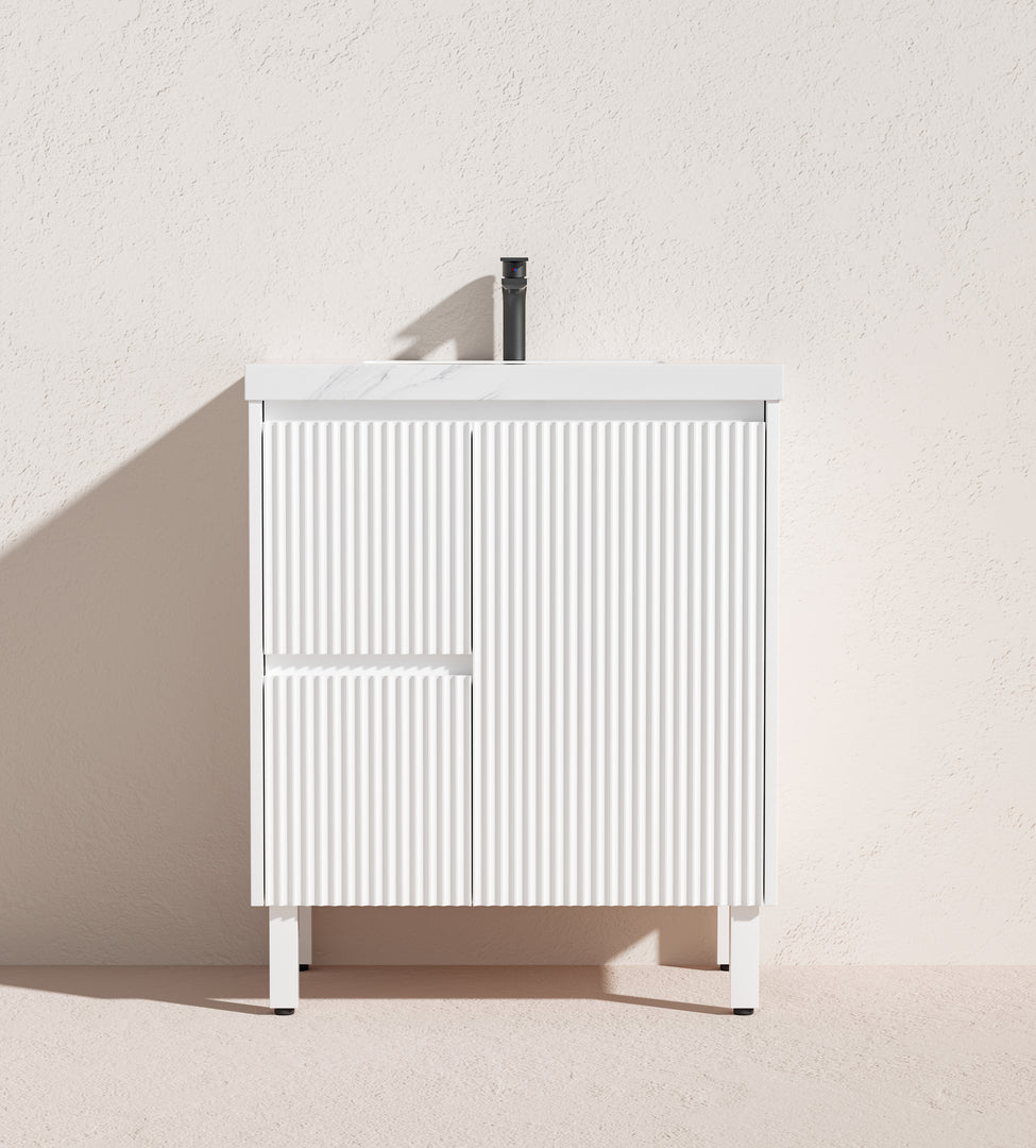 Crete Modern Floorstanding Vanity Matte White