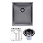 Load image into Gallery viewer, Round Corner Stainless Steel Gun Metal Grey PVD Coating Single Bowl Kitchen Sink(with Bottom Tray) 390*450*215mm
