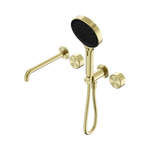 Load image into Gallery viewer, Serenity Progressive Shower System With Spout With Metal Handle And Serenity Hand Shower Brushed Gold
