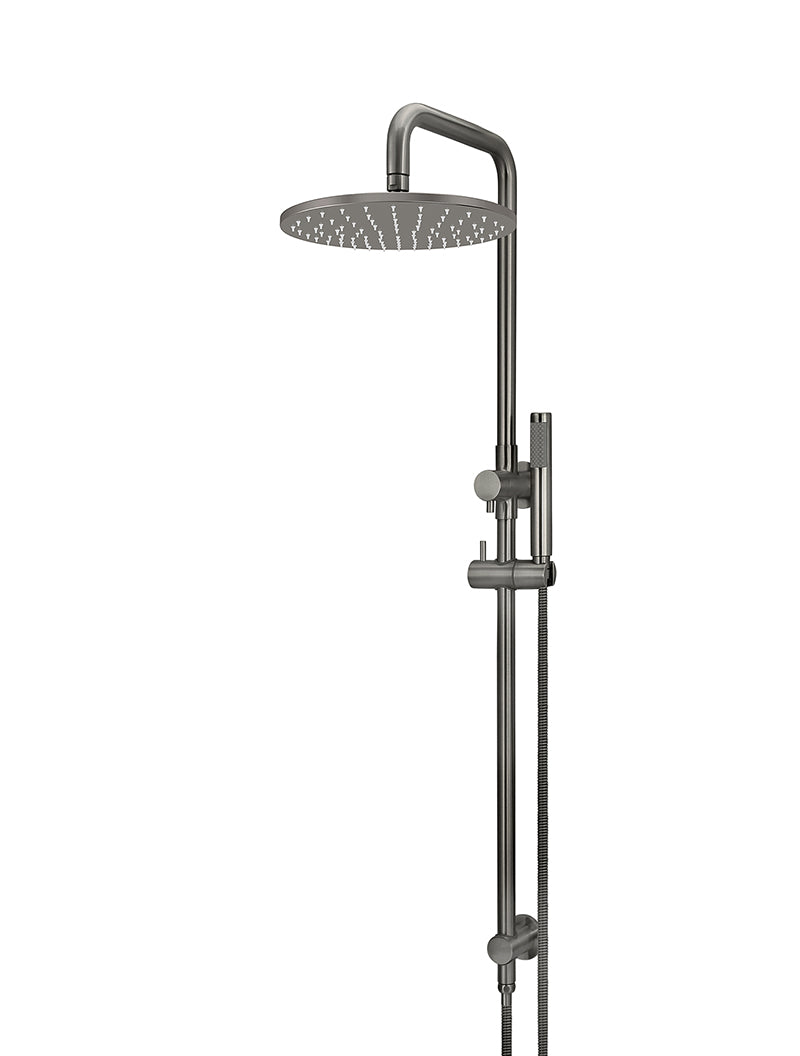 Round Combination Shower Rail, 300mm Rose, Single Function Hand Shower - Shadow