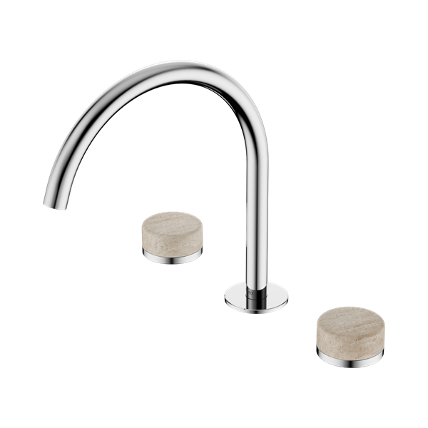 Serenity Bath/Kitchen Set Arc Spout With Rome Travertine Handle Chrome