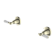 YORK WALL TOP ASSEMBLIES WITH WHITE PORCELAIN LEVER AGED BRASS