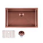 Load image into Gallery viewer, Round Corner Stainless Steel Copper PVD Coating Single Bowl Kitchen Sink(with Bottom Grid) 762*457*254mm
