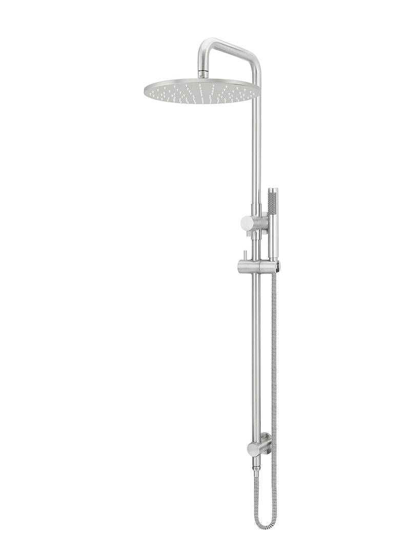 Round Combination Shower Rail, 300mm Rose, Single Function Hand Shower - Brushed Nickel