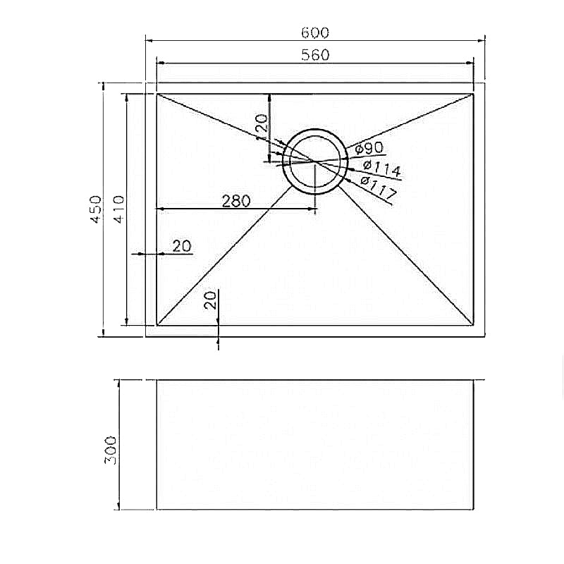 Round Corner Stainless Steel Brushed Brass PVD Coating Single Bowl Kitchen Sink(with Bottom Tray) 600*450*300mm