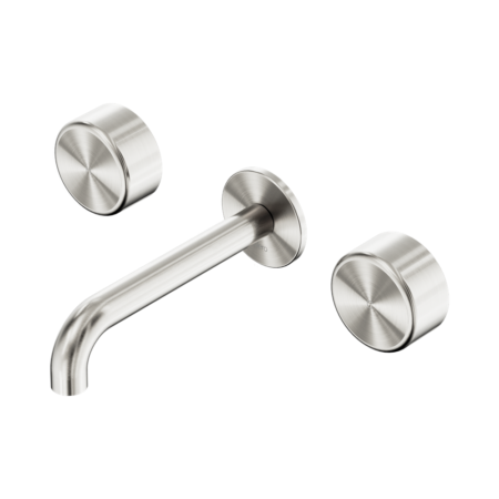 Serenity Wall Basin Set 220mm Spout With Metal Handle Brushed Nickel