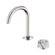 Serenity Progressive Basin Mixer Arc Spout With Arabescato Corchia Handle Brushed Nickel