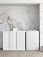 Load image into Gallery viewer, Noosa Fluted White Base Laundry Cabinet with 1060mm Pure White Top
