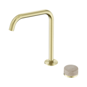 Serenity Progressive Bath/Kitchen Mixer Edge Spout With Rome Travertine Handle Brushed Gold