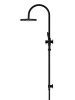 Load image into Gallery viewer, 200mm Round Overhead Shower Rail, Three Function Hand Shower - Matte Black
