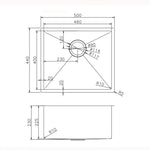 Load image into Gallery viewer, 500x440x230mm Gunmetal Stainless Steel PVD Single Bowl Kitchen Sink
