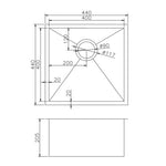 Load image into Gallery viewer, Round Corner Stainless Steel Gun Metal Grey PVD Coating Single Bowl Kitchen Sink(with Bottom Tray) 440*440*205mm
