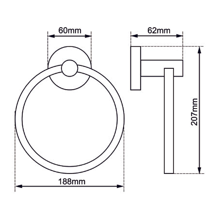 LUCID PIN Series Round Brushed Nickel Towel Ring