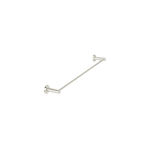 Round Single Towel Rail 600mm - Brushed Nickel