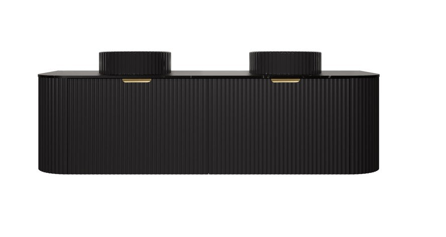 Agena Modern Fluted Wall Hung Vanity Matte Black