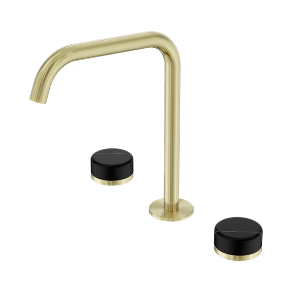 Serenity Bath/Kitchen Set Edge Spout With Marquina Black Handle Brushed Gold