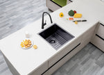 Load image into Gallery viewer, Round Corner Stainless Steel Gun Metal Grey PVD Coating Single Bowl Kitchen Sink(with Bottom Tray) 390*450*215mm
