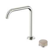 Serenity Progressive Bath/Kitchen Mixer Edge Spout With Rome Travertine Handle Brushed Nickel