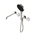 Load image into Gallery viewer, Serenity Progressive Shower System With Spout With Arabescato Corchia Handle And Serenity Hand Shower Brushed Nickel
