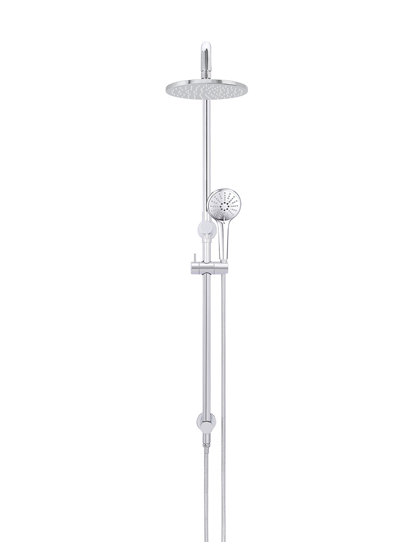 Round Combination Shower Rail 200mm Rose, Three Function Hand Shower - Chrome