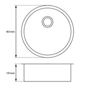 Round Black Arete Stone Granite Single Bowl Stone Kitchen Sink 460mm