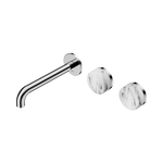 Load image into Gallery viewer, Serenity Wall Basin Set 160mm Offset Spout With Arabescato Corchia Handle Chrome
