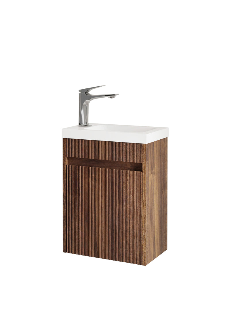 Mini Ensuite Vanity 400mm Sable Walnut Fluted Vanity