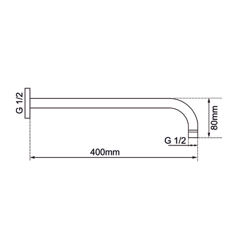 Round Gun Metal Grey Wall Straight Shower Arm 400mm