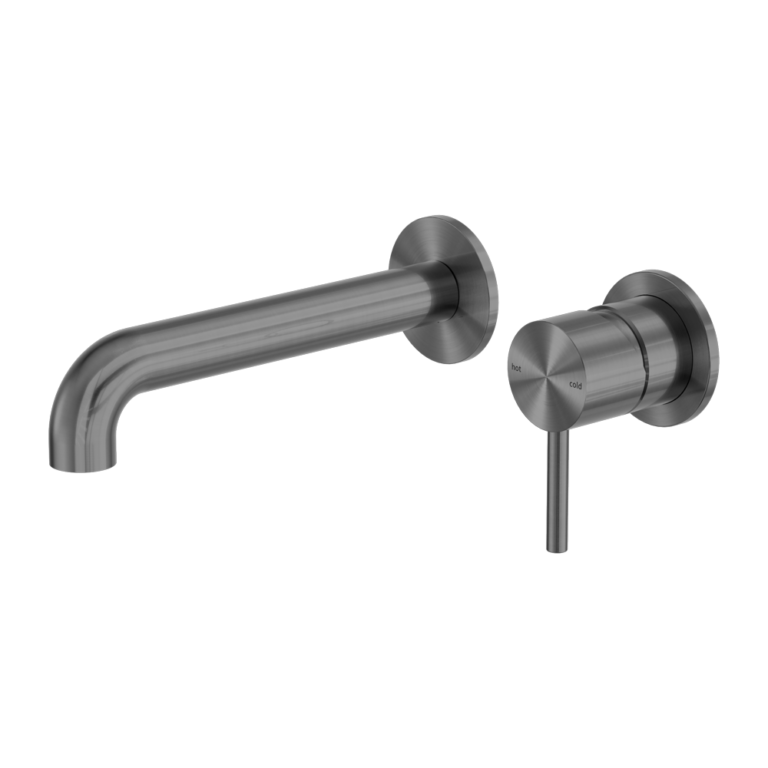 Zen SS316L Wall Basin/Bath Mixer Separate Back Plate 230mm Spout Graphite