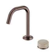 Serenity Progressive Basin Mixer Edge Spout With Rome Travertine Handle Brushed Bronze