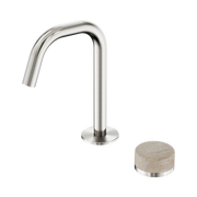 Serenity Progressive Basin Mixer Edge Spout With Rome Travertine Handle Brushed Nickel