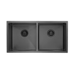 Load image into Gallery viewer, Round Corner Dark Grey Stainless Steel Handmade Double Bowl Kitchen Sink 865*440*200mm(with dark grey waste)
