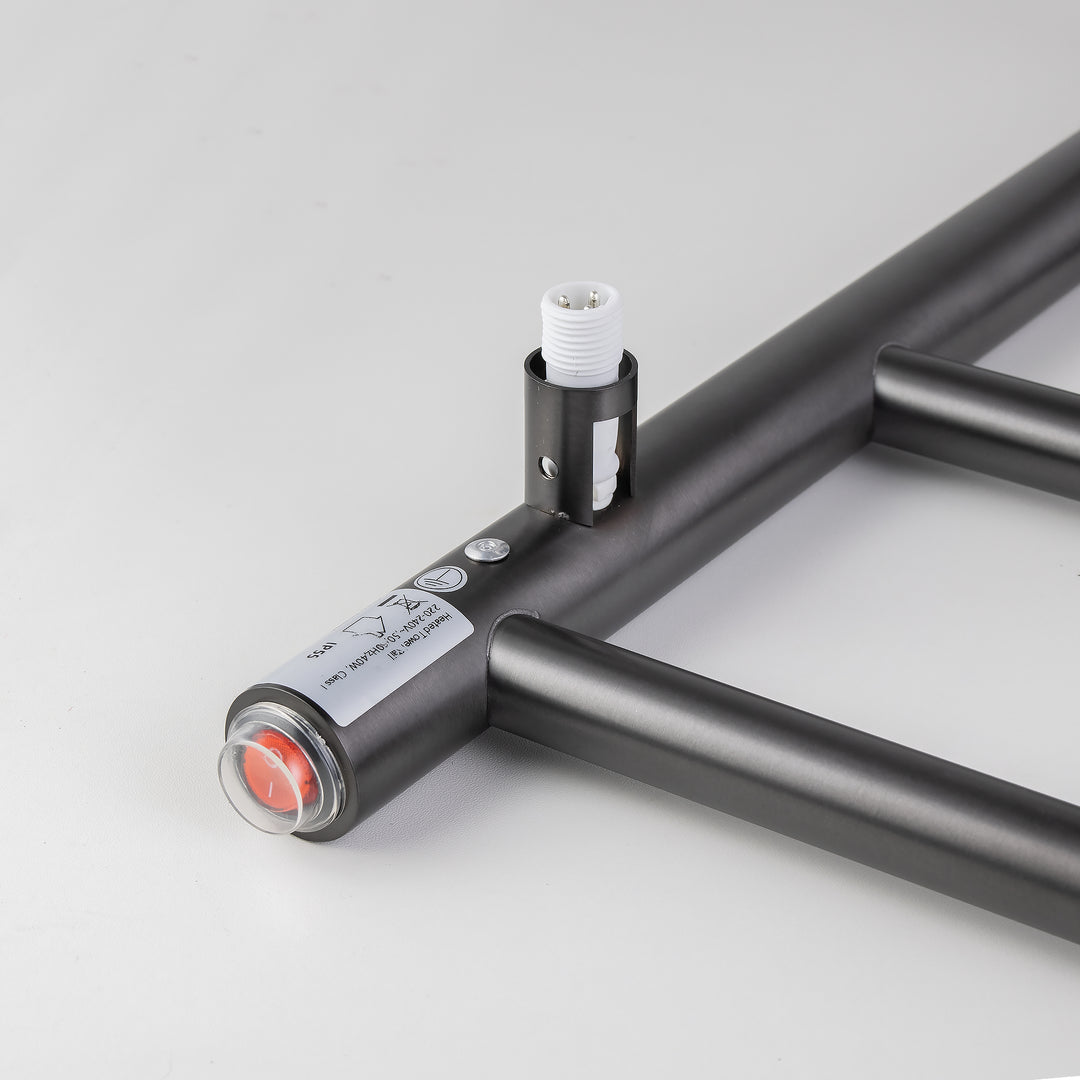 Round Brushed Gun Metal Grey Electric Heated Towel Rack 4 Bars