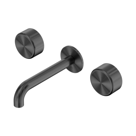 Serenity Wall Basin Set 220mm Spout With Metal Handle Gun Metal
