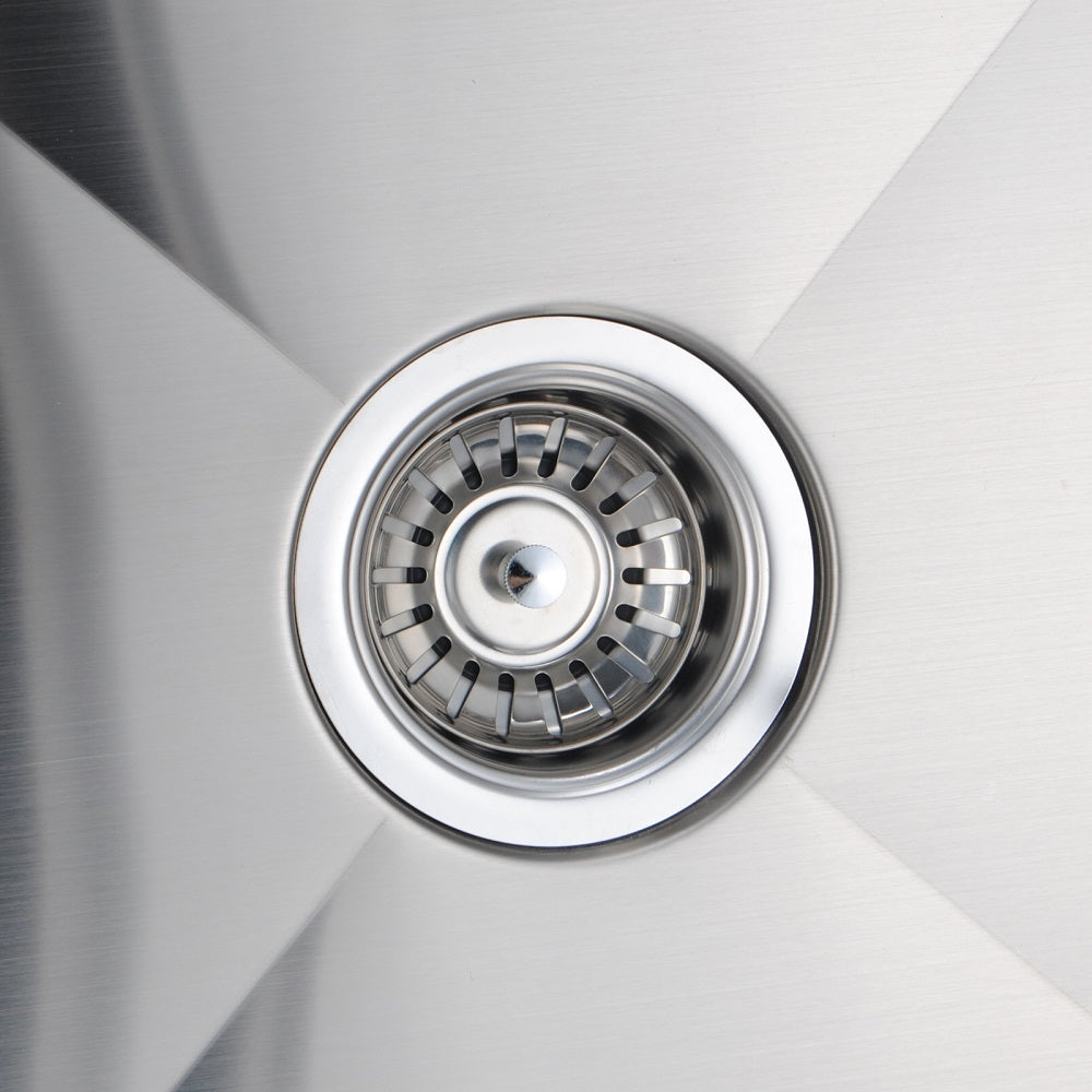 Round Corner Chrome Stainless Steel Handmade 1 and 1/2 Bowl Kitchen Sink 715*450*205mm