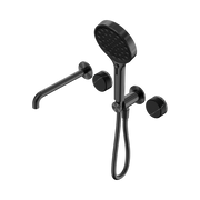 Serenity Progressive Shower System With Spout With Marquina Black Handle And Serenity Hand Shower Gun Metal