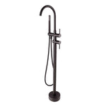 Load image into Gallery viewer, Round Gun Metal Grey Freestanding Bath Mixer With Handheld Shower
