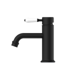 Load image into Gallery viewer, YORK STRAIGHT BASIN MIXER WITH WHITE PORCELAIN LEVER MATTE BLACK
