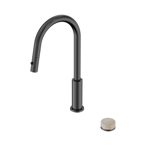 Serenity Progressive Pull Out kitchen Set With Rome Travertine Handle Gun Metal
