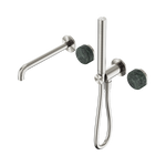 Load image into Gallery viewer, Serenity Progressive Shower System With Spout With Verde Alpi Handle And Slim Shower Brushed Nickel
