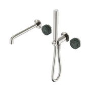 Serenity Progressive Shower System With Spout With Verde Alpi Handle And Slim Shower Brushed Nickel