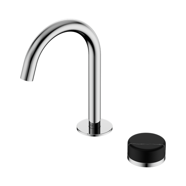 Serenity Progressive Basin Mixer Arc Spout With Marquina Black Handle Chrome