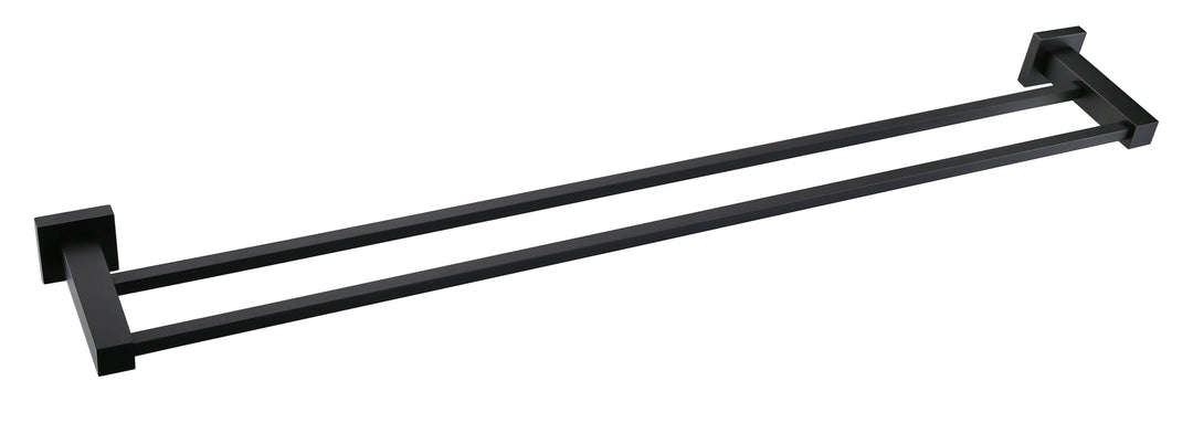 Square Double Towel Rail 600mm - Matte Black (MR01-60)