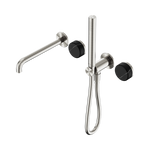 Load image into Gallery viewer, Serenity Progressive Shower System With Spout With Marquina Black Handle And Slim Shower Brushed Nickel
