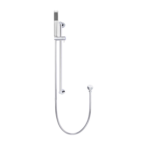 Round Hand Shower on Rail Column, Single Function Shower Hand - Polished Chrome