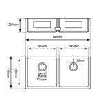 Load image into Gallery viewer, Round Corner Dark Grey Stainless Steel Handmade Double Bowl Kitchen Sink 865*440*200mm(with dark grey waste)
