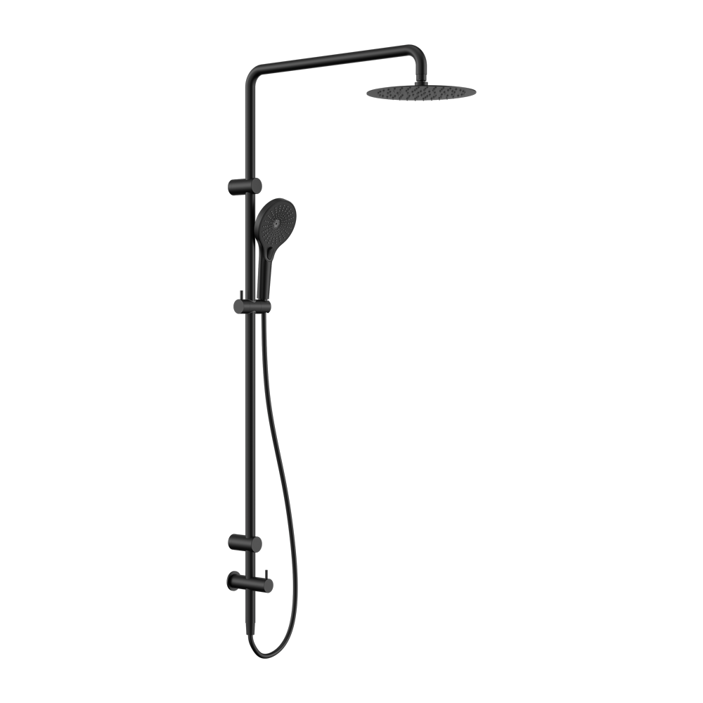 MECCA CARE 25MM GRAB RAIL 900MM TWIN SHOWER SET MATTE BLACK
