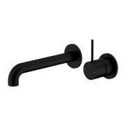 MECCA WALL BASIN/BATH MIXER SEPARATE BACK PLATE HANDLE UP 120MM MATTE BLACK