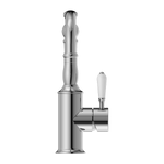 Load image into Gallery viewer, YORK BASIN MIXER HOOK SPOUT WITH WHITE PORCELAIN LEVER CHROME
