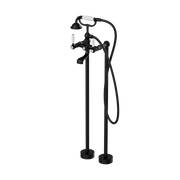 YORK FREESTANDING BATH MIXER WITH WHITE PORCELAIN HAND SHOWER MATTE BLACK
